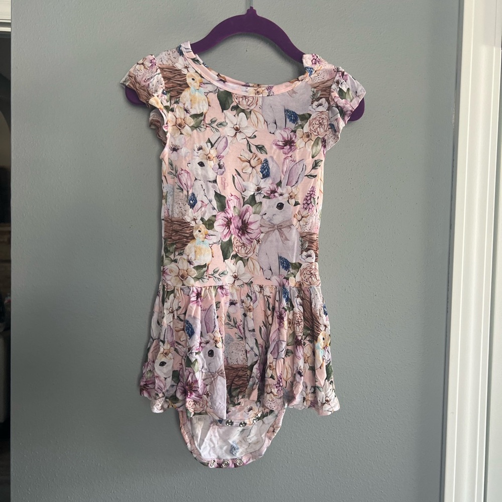 Posh Peanut Pink Floral Kids Dress